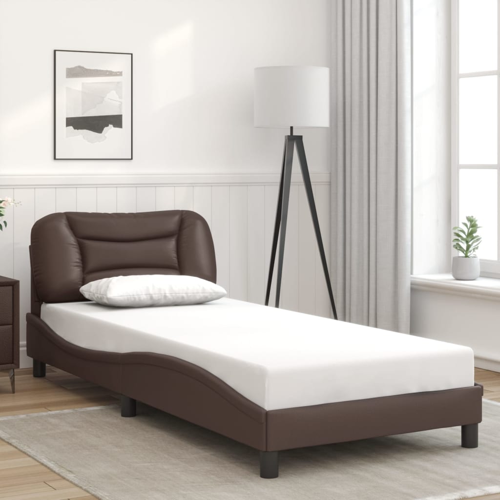 Bed Frame with LED without Mattress "Hvar" Brown 90x190 cm