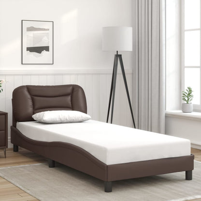 Bed Frame with LED without Mattress "Hvar" Brown 90x190 cm