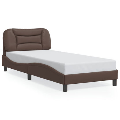Bed Frame with LED without Mattress "Hvar" Brown 90x190 cm