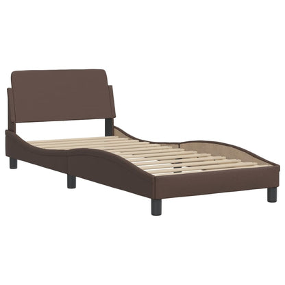 Bed Frame with LED without Mattress "Hvar" Brown 90x190 cm