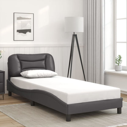 Bed Frame with LED without Mattress "Hvar" Grey 90x190 cm