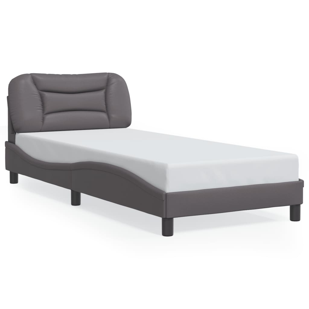 Bed Frame with LED without Mattress "Hvar" Grey 90x190 cm