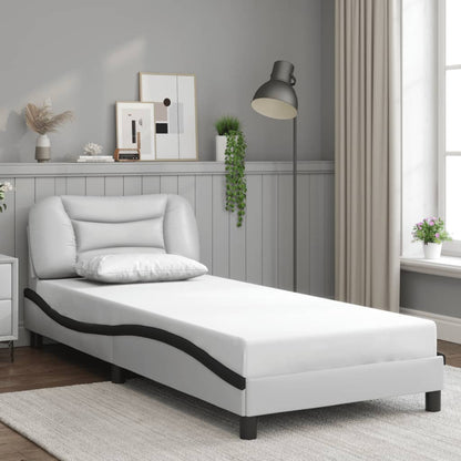 Bed Frame with LED without Mattress "Hvar" White and Black 90x190 cm