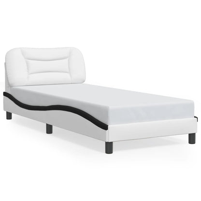 Bed Frame with LED without Mattress "Hvar" White and Black 90x190 cm