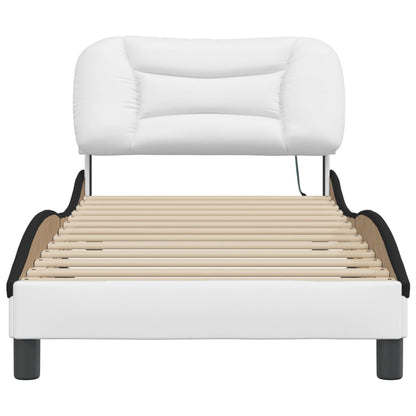 Bed Frame with LED without Mattress "Hvar" White and Black 90x190 cm