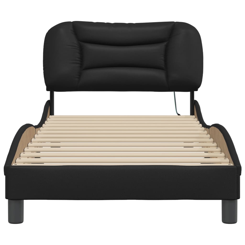 Bed Frame with LED without Mattress "Hvar" Black 90x200 cm
