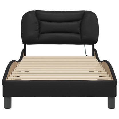 Bed Frame with LED without Mattress "Hvar" Black 90x200 cm