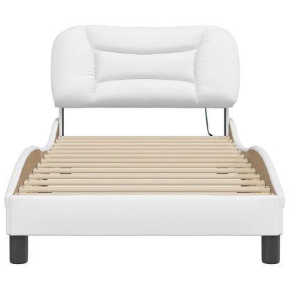 Bed Frame with LED without Mattress "Hvar" White 90x200 cm