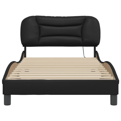 Bed Frame with LED without Mattress "Hvar" Black 100x200 cm