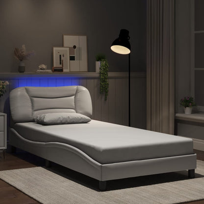 Bed Frame with LED without Mattress "Hvar" White 100x200 cm