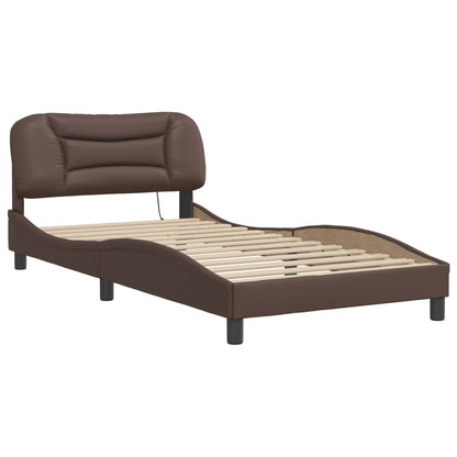Bed Frame with LED without Mattress "Hvar" Brown 100x200 cm