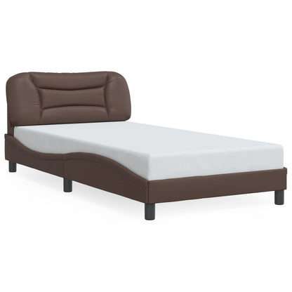 Bed Frame with LED without Mattress "Hvar" Brown 100x200 cm