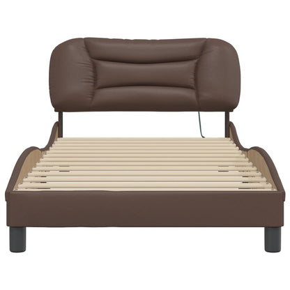 Bed Frame with LED without Mattress "Hvar" Brown 100x200 cm