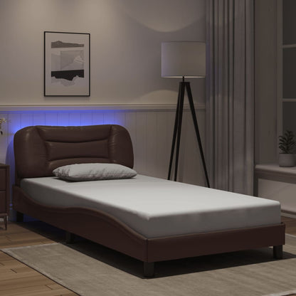 Bed Frame with LED without Mattress "Hvar" Brown 100x200 cm