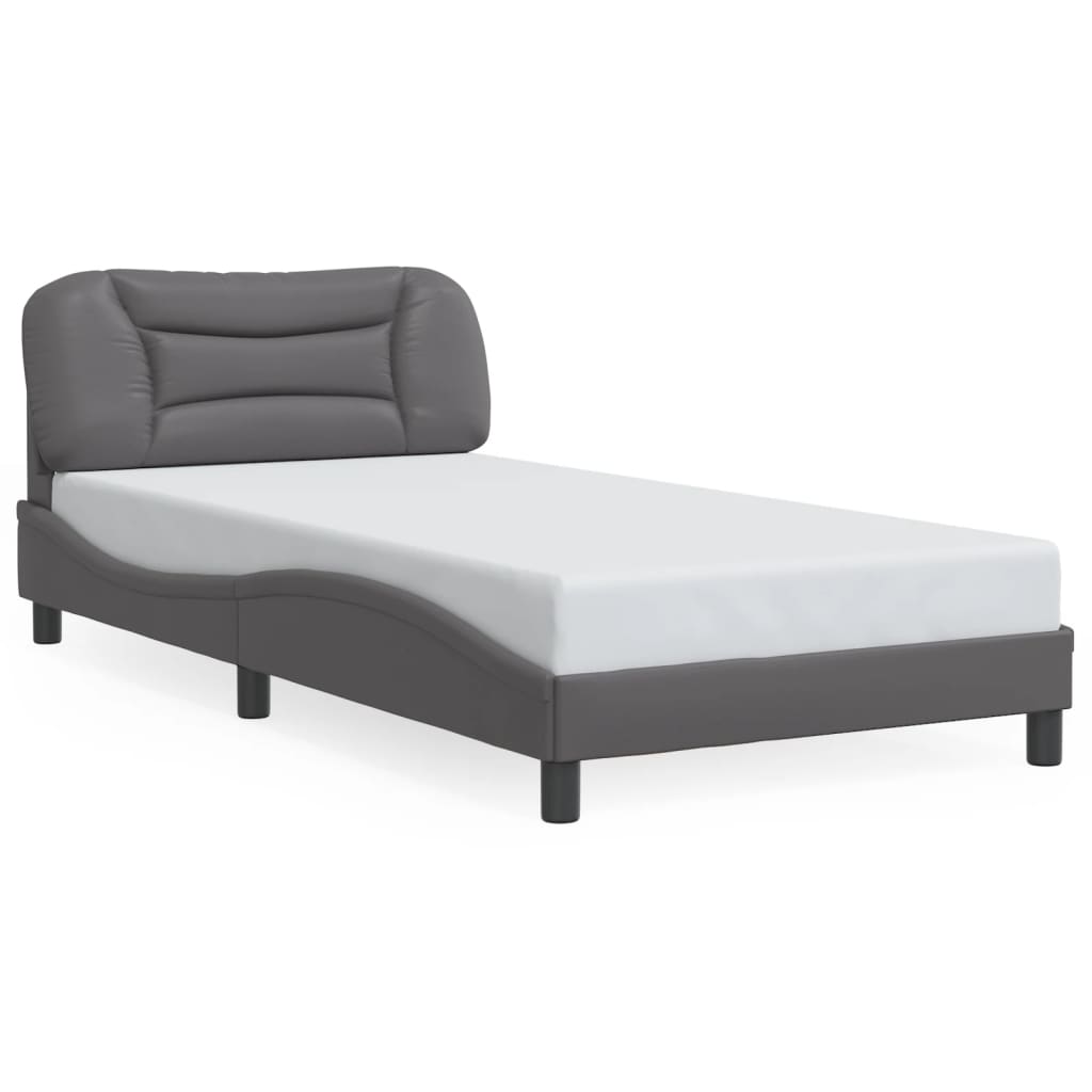 Bed Frame with LED without Mattress "Hvar" Grey 100x200 cm
