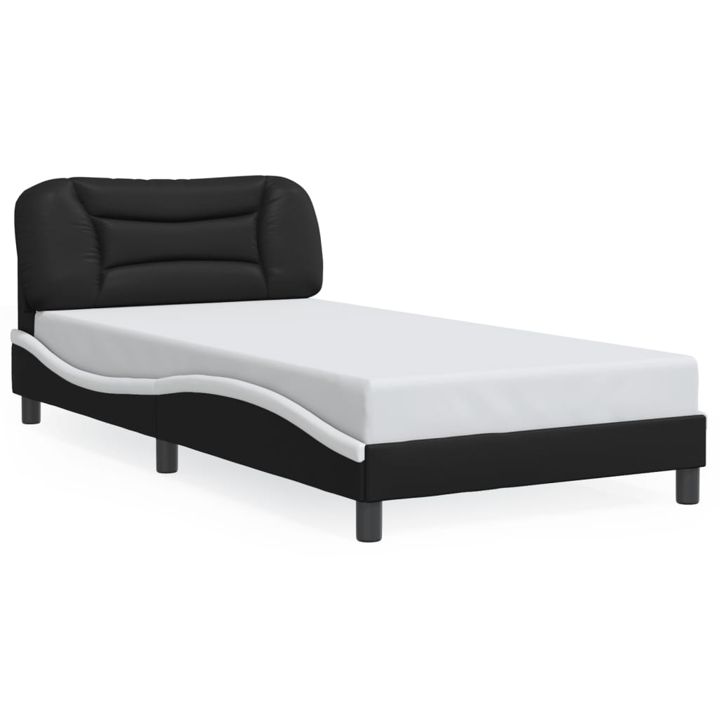 Bed Frame with LED without Mattress "Hvar" Black and White 100x200 cm