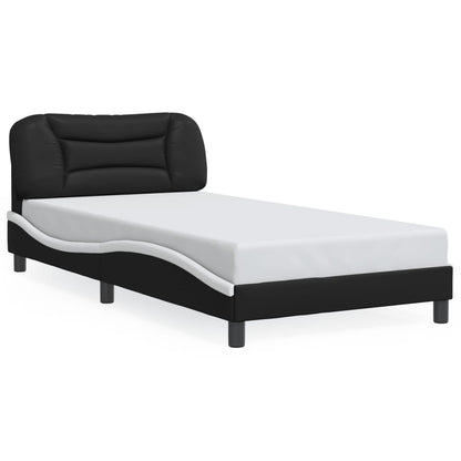 Bed Frame with LED without Mattress "Hvar" Black and White 100x200 cm