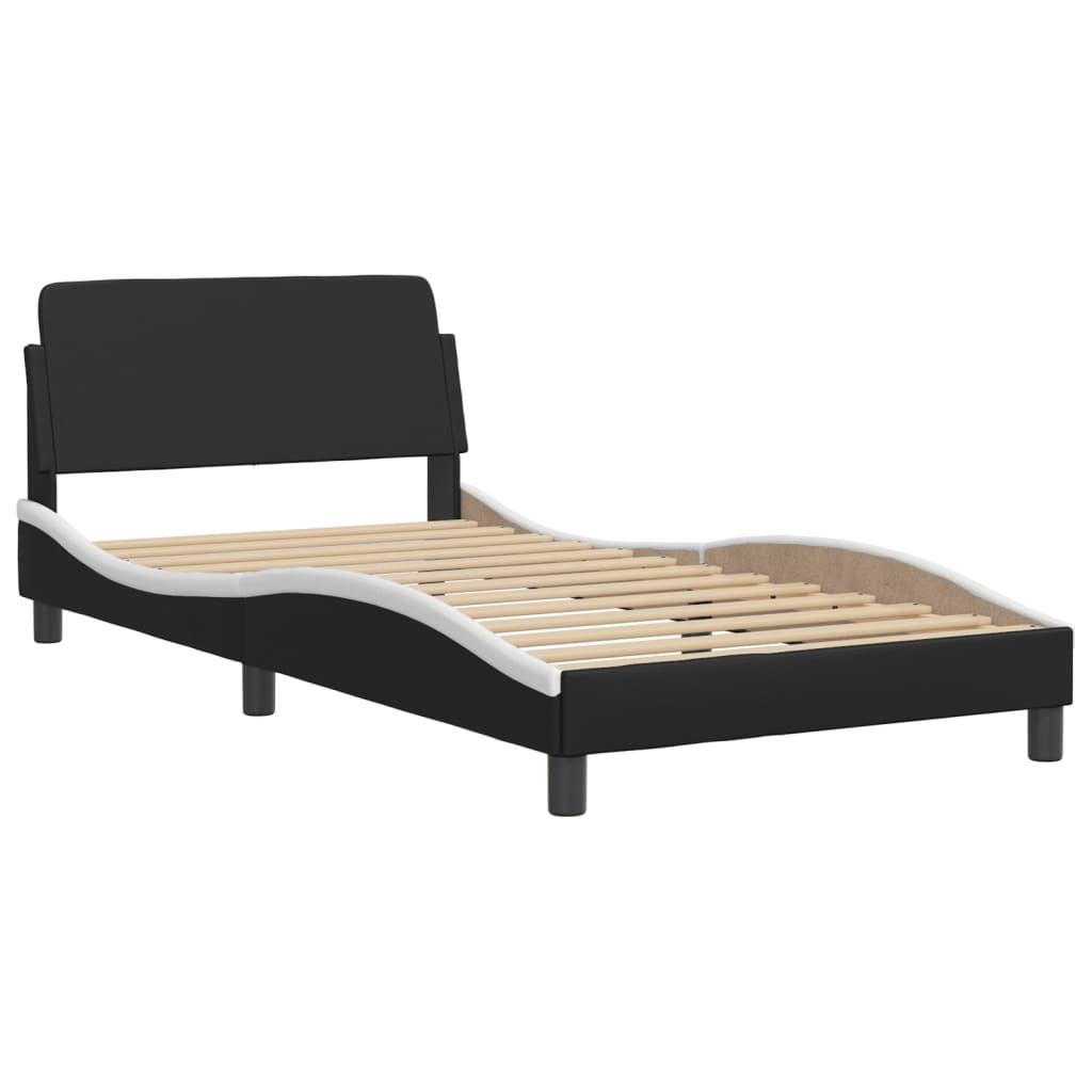 Bed Frame with LED without Mattress "Hvar" Black and White 100x200 cm