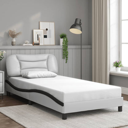 Bed Frame with LED without Mattress "Hvar" White and Black 100x200 cm