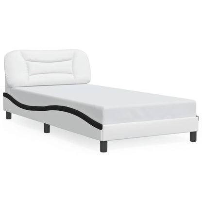 Bed Frame with LED without Mattress "Hvar" White and Black 100x200 cm