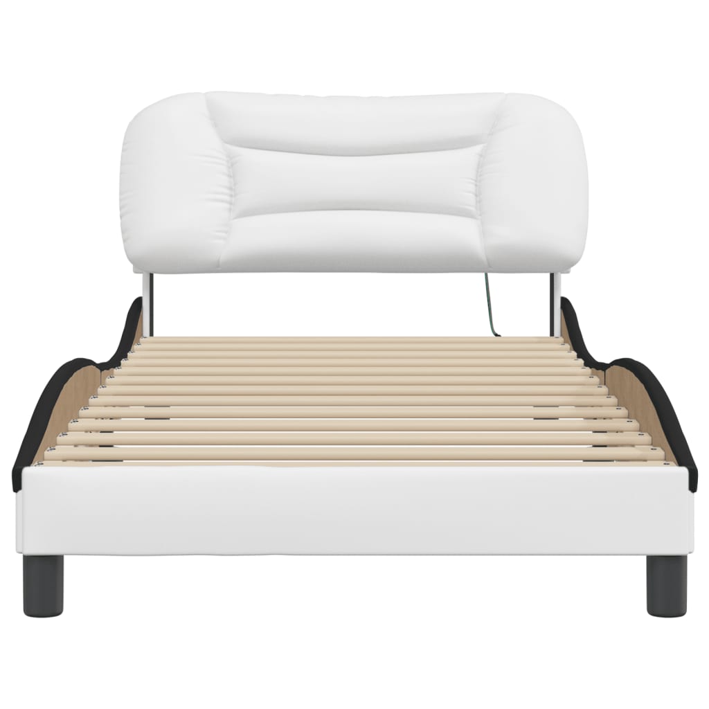 Bed Frame with LED without Mattress "Hvar" White and Black 100x200 cm