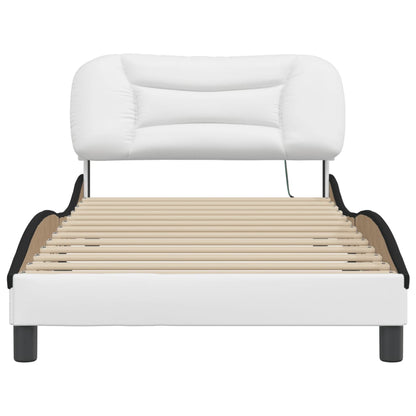 Bed Frame with LED without Mattress "Hvar" White and Black 100x200 cm