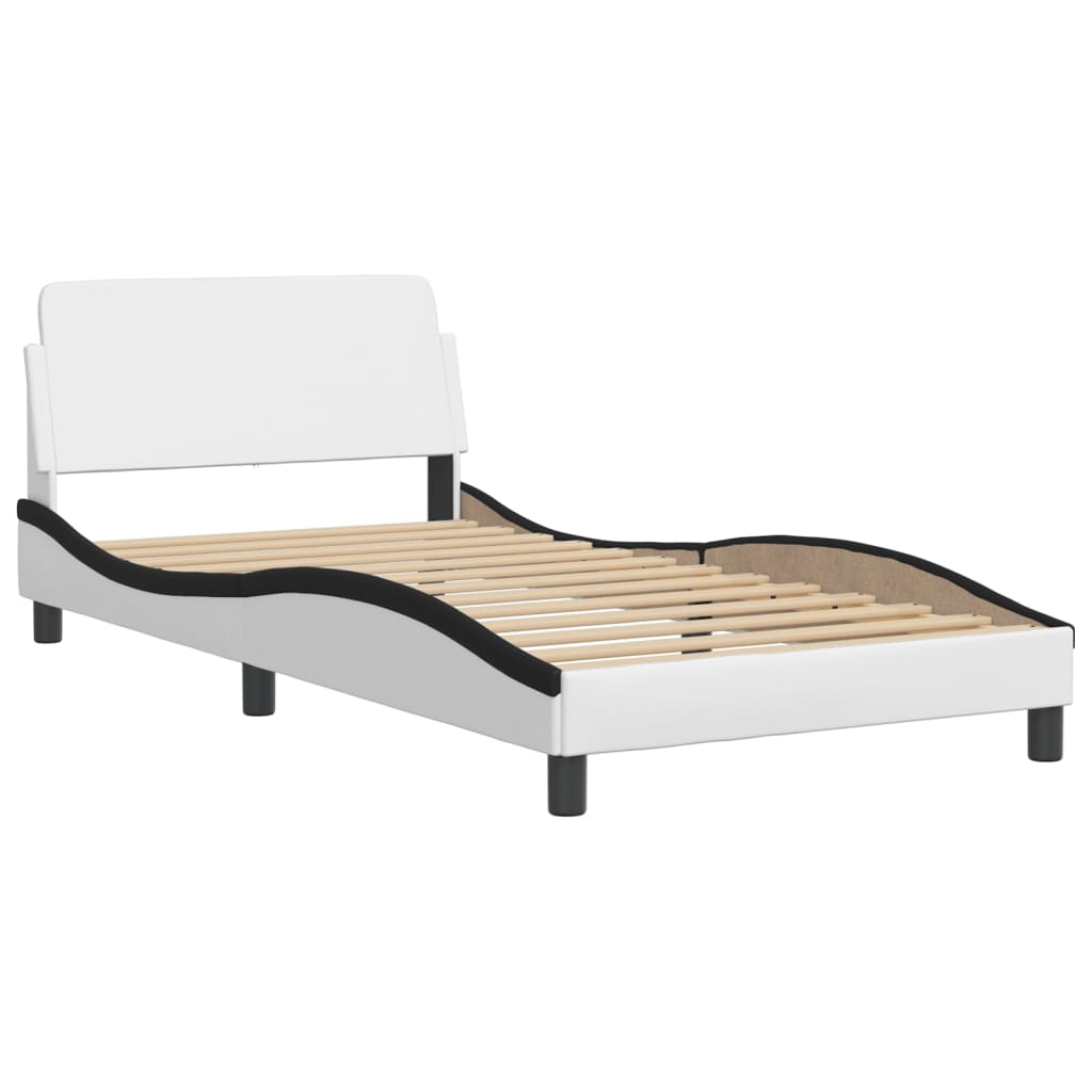 Bed Frame with LED without Mattress "Hvar" White and Black 100x200 cm