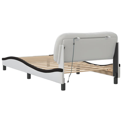 Bed Frame with LED without Mattress "Hvar" White and Black 100x200 cm