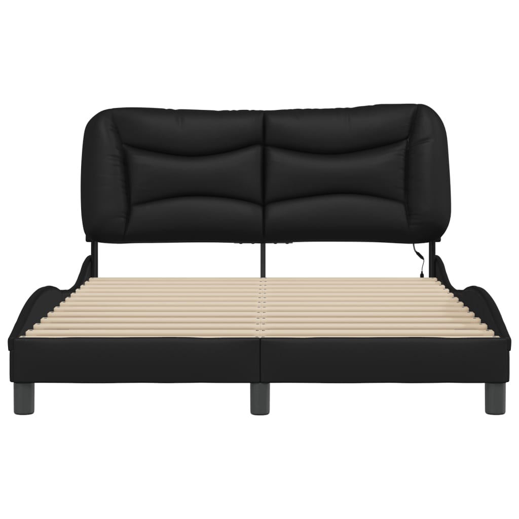 Bed Frame with LED without Mattress "Hvar" Black 120x200 cm