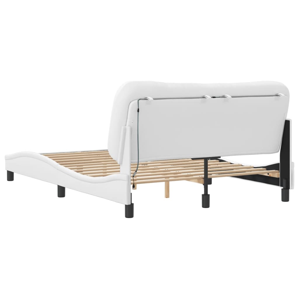Bed Frame with LED without Mattress "Hvar" White 120x200 cm