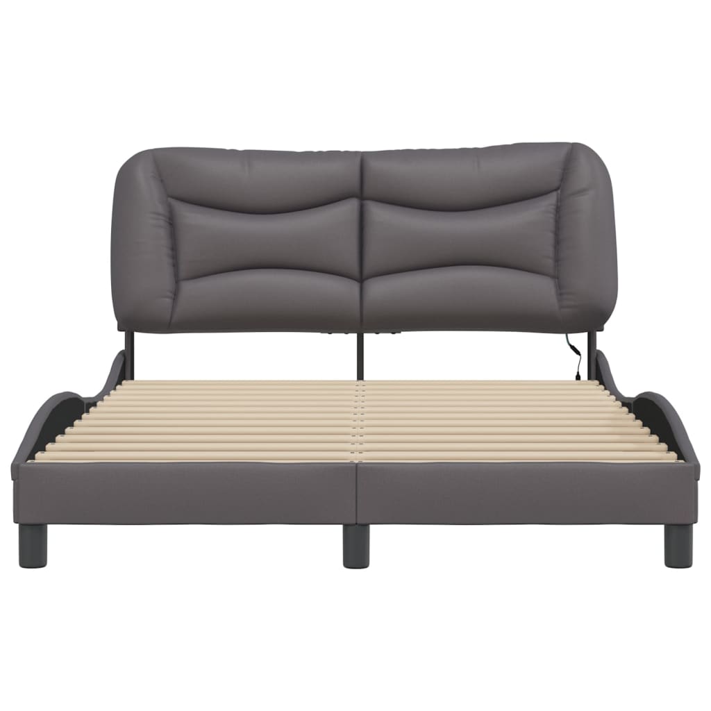 Bed Frame with LED without Mattress "Hvar" Grey 120x200 cm