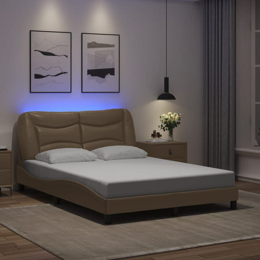 Bed Frame with LED without Mattress "Hvar" Cappuccino 120x200 cm