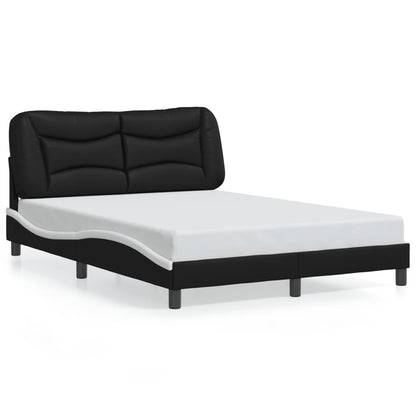 Bed Frame with LED without Mattress "Hvar" Black and White 120x200 cm