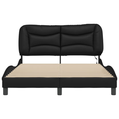 Bed Frame with LED without Mattress "Hvar" Black 140x190 cm