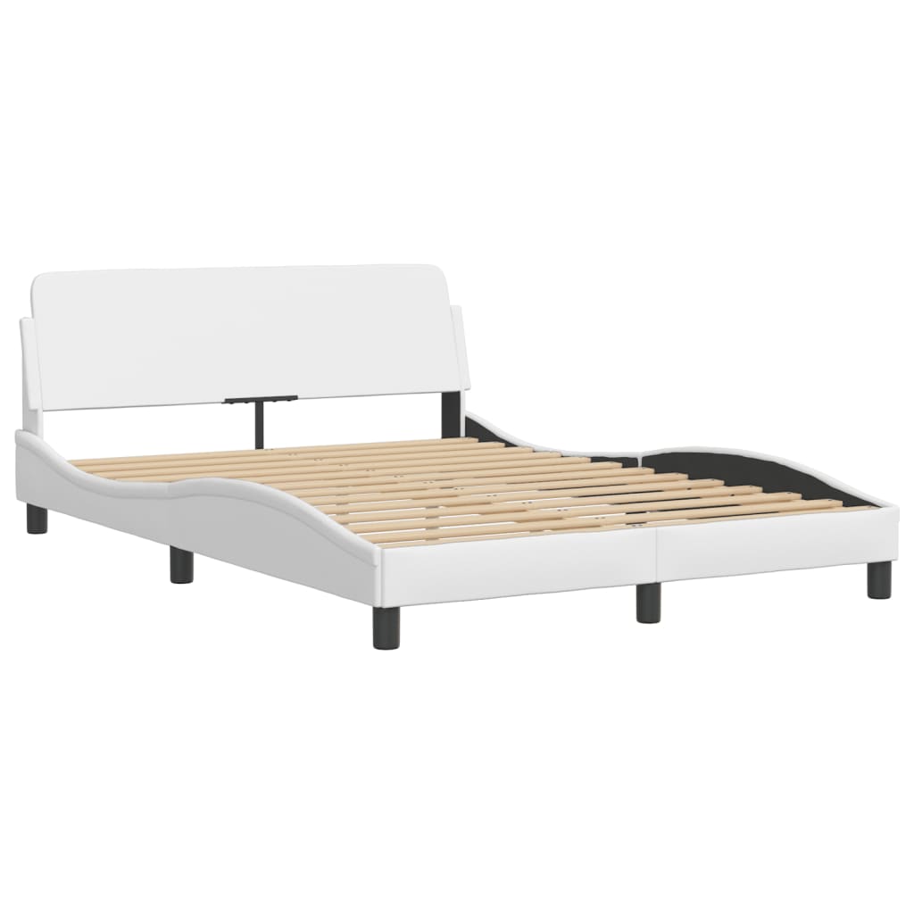 Bed Frame with LED without Mattress "Hvar" White 140x190 cm