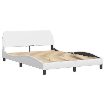 Bed Frame with LED without Mattress "Hvar" White 140x190 cm