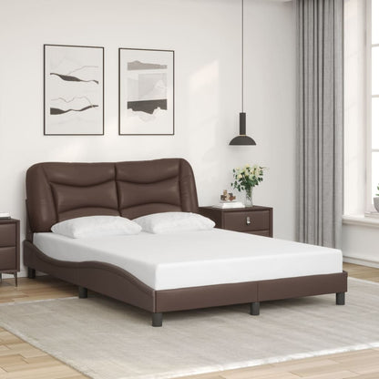Bed Frame with LED without Mattress "Hvar" Brown 140x190 cm