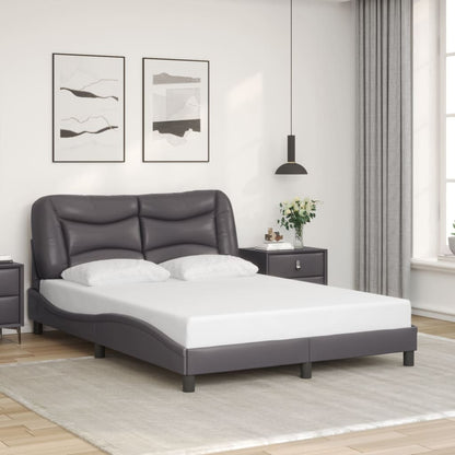 Bed Frame with LED without Mattress "Hvar" Grey 140x190 cm
