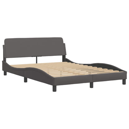 Bed Frame with LED without Mattress "Hvar" Grey 140x190 cm