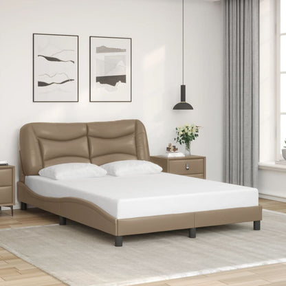 Bed Frame with LED without Mattress "Hvar" Cappuccino 140x190 cm