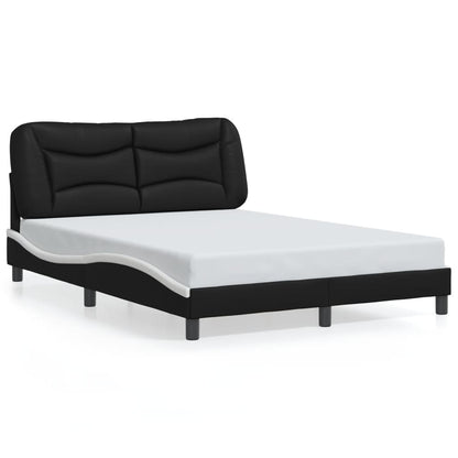 Bed Frame with LED without Mattress "Hvar" Black and White 140x190 cm