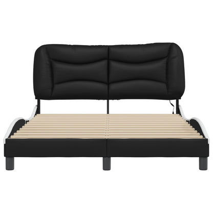 Bed Frame with LED without Mattress "Hvar" Black and White 140x190 cm