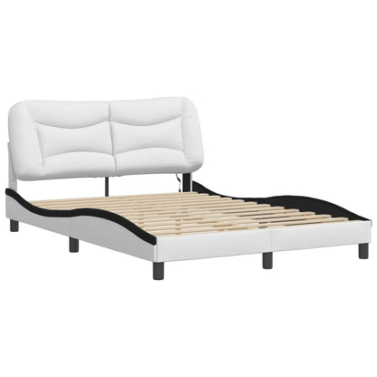 Bed Frame with LED without Mattress "Hvar" White and Black 140x190 cm