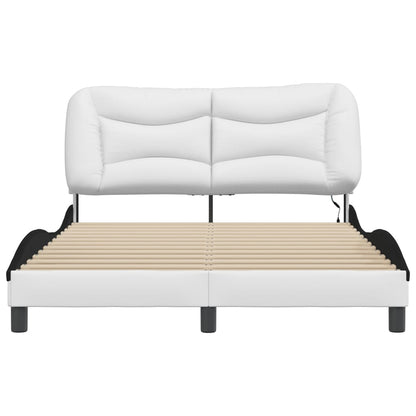 Bed Frame with LED without Mattress "Hvar" White and Black 140x190 cm