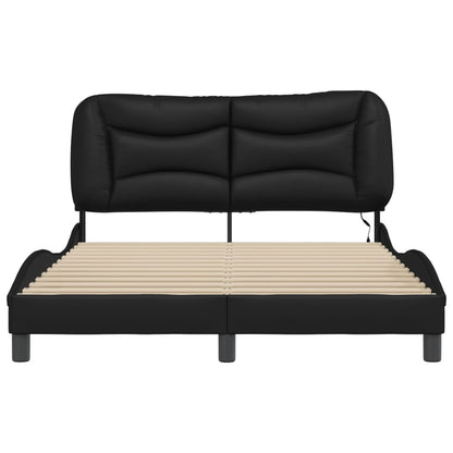 Bed Frame with LED without Mattress "Hvar" Black 140x200 cm