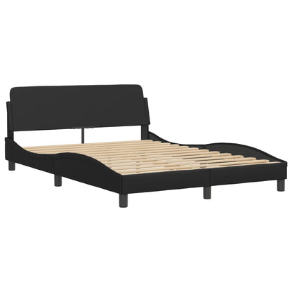 Bed Frame with LED without Mattress "Hvar" Black 140x200 cm