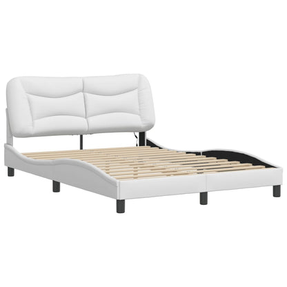 Bed Frame with LED without Mattress "Hvar" White 140x200 cm