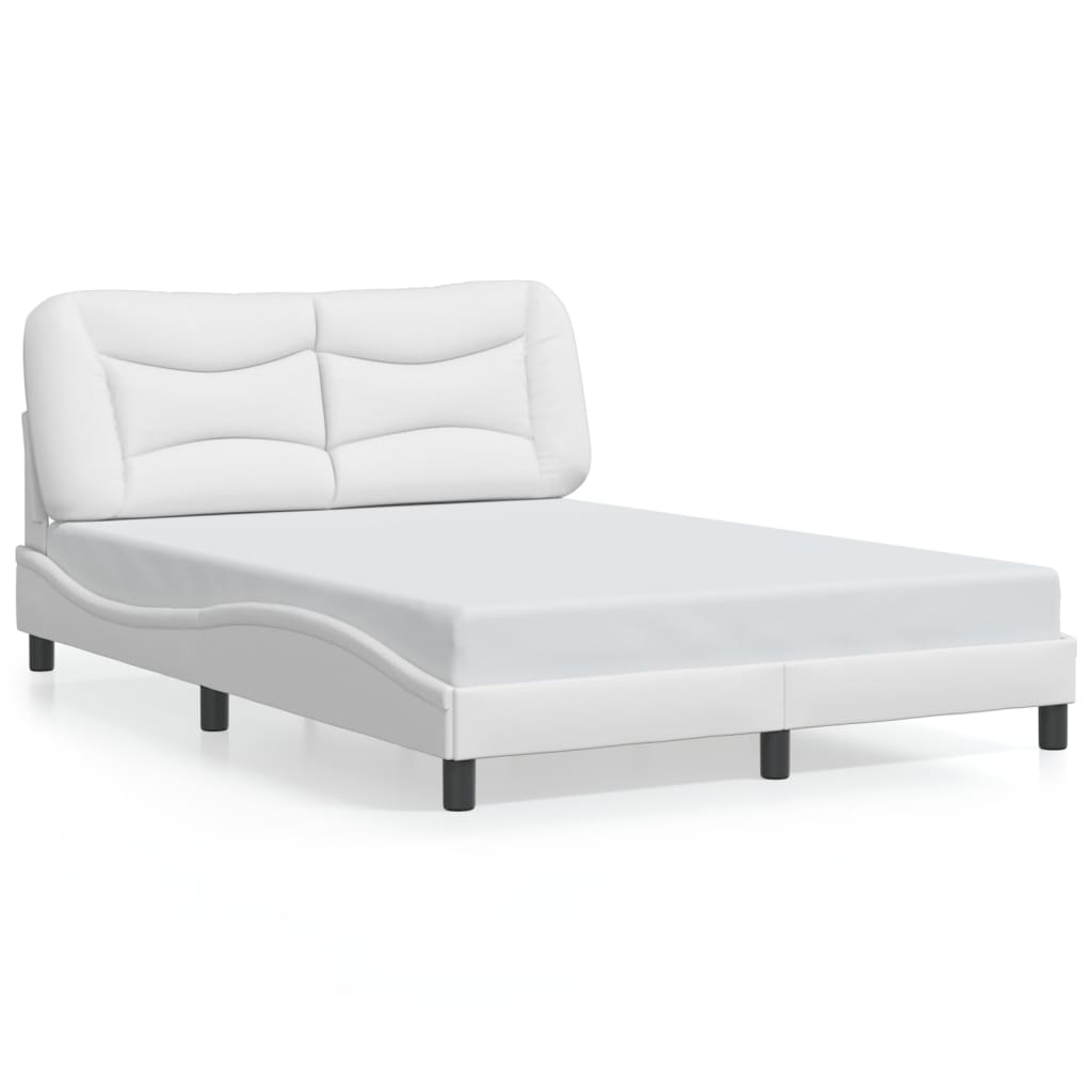 Bed Frame with LED without Mattress "Hvar" White 140x200 cm