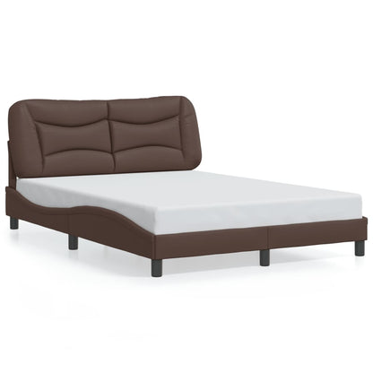 Bed Frame with LED without Mattress "Hvar" Brown 140x200 cm