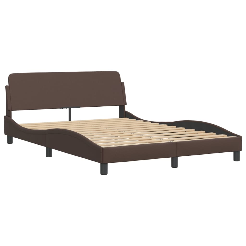 Bed Frame with LED without Mattress "Hvar" Brown 140x200 cm